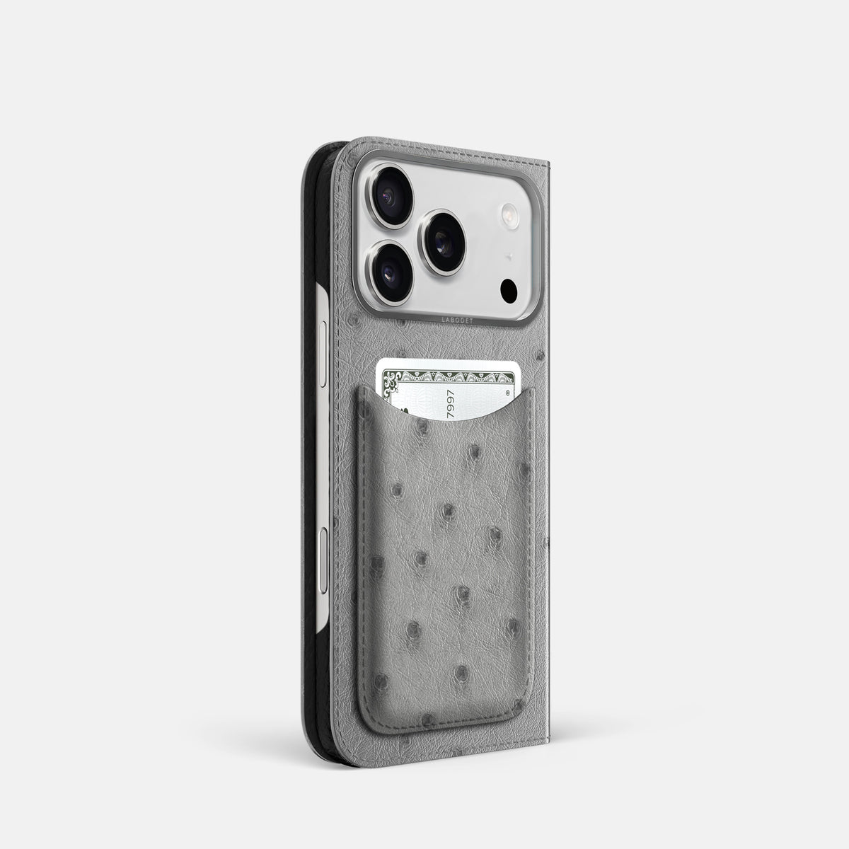 Folio Case with Card For iPhone 17 Pro In Ostrich -1 | Silver-Steel