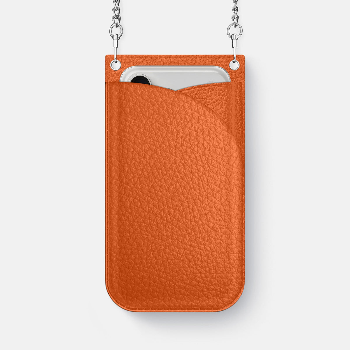Crossbody Bag For iPhone 18 Pro Max In Calf -1 | Orange-Steel