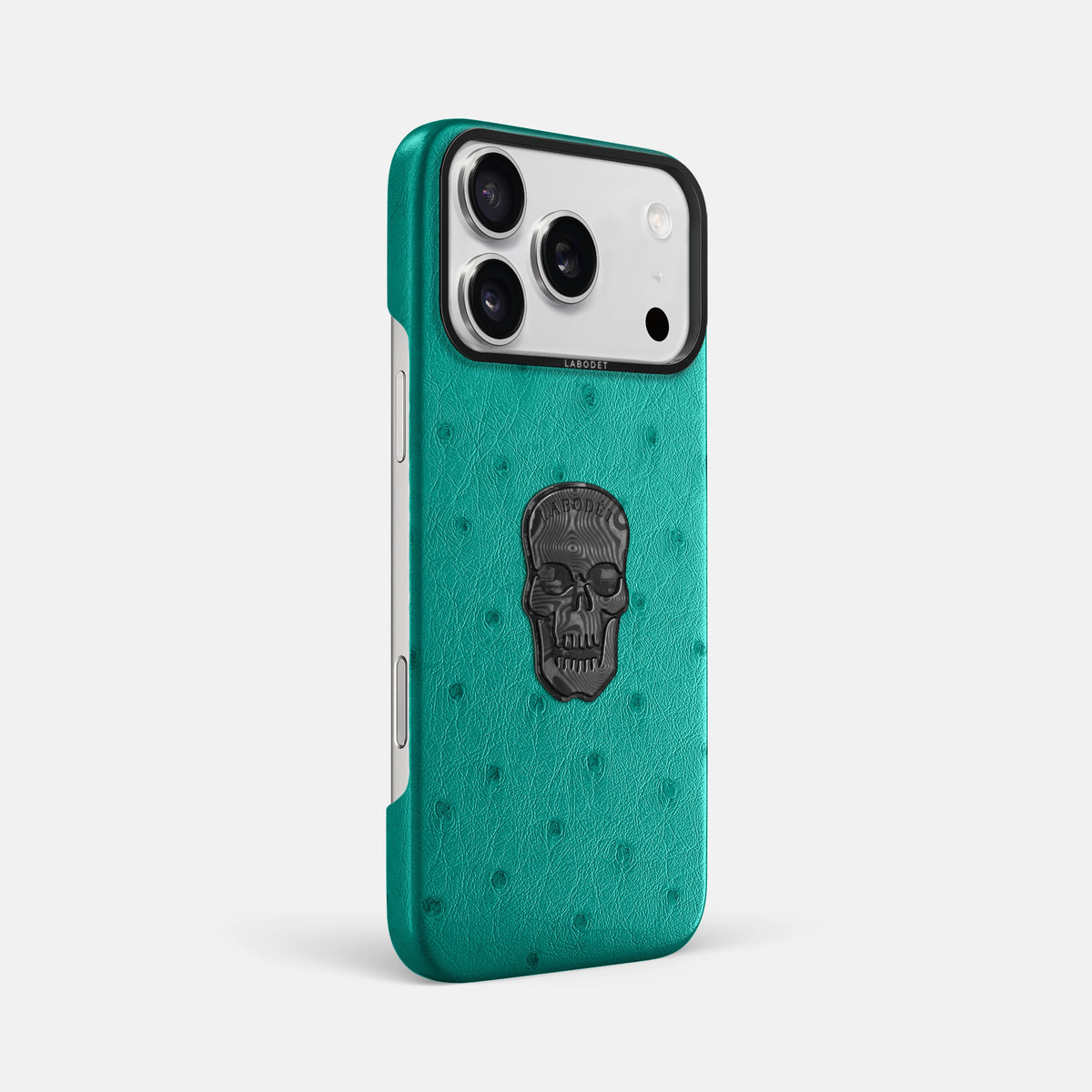Classic Case With Carbon Skull For iPhone 17 Pro Max In Ostrich -2 | Turquoise-Black