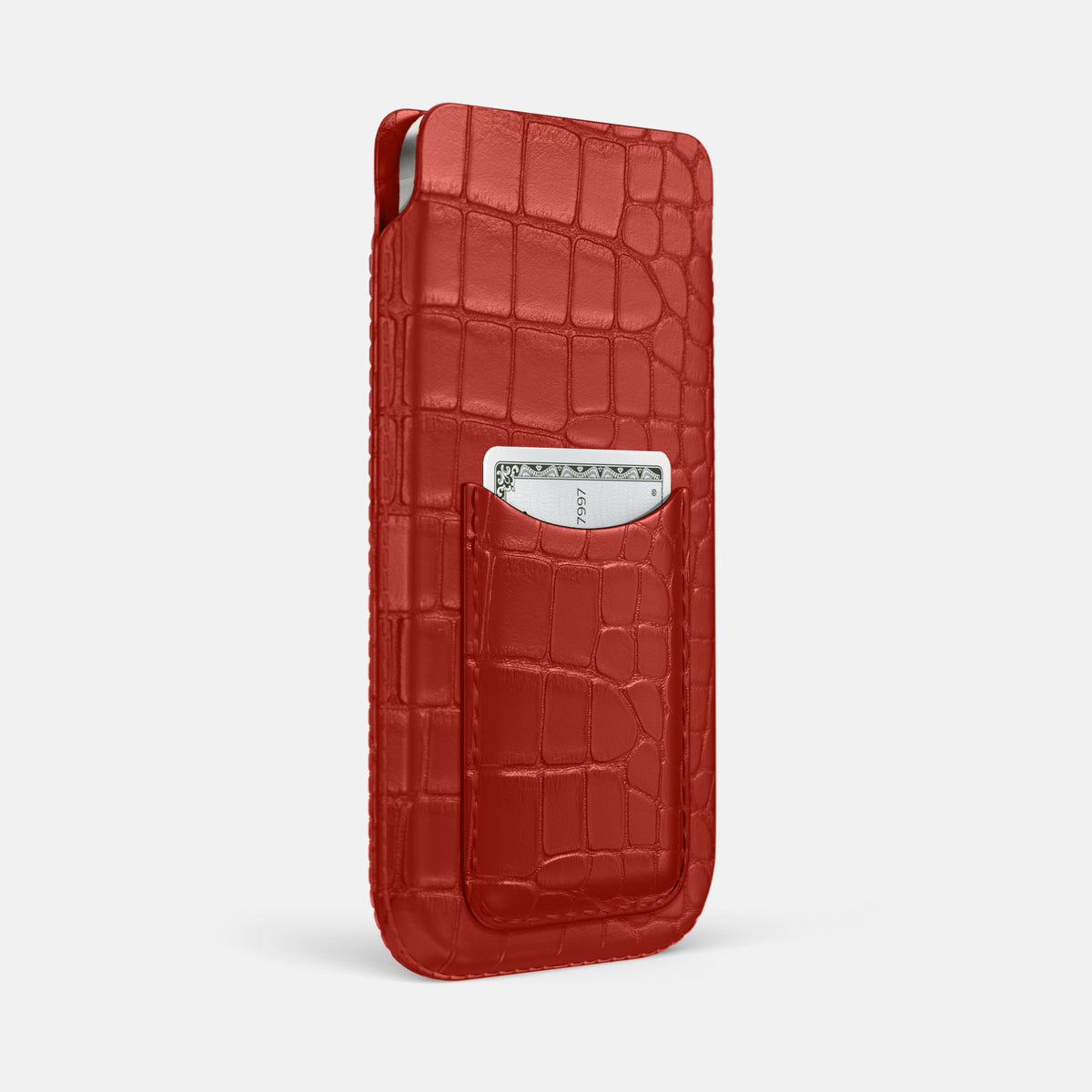 Pouch Card Case For iPhone 18 Pro In Alligator -2 | Red