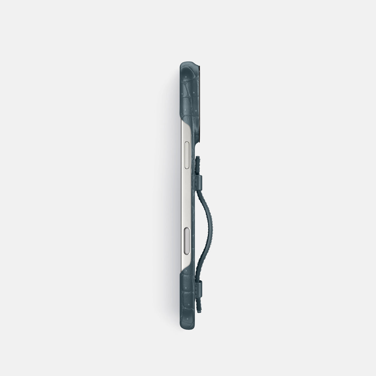 Handle Case For iPhone 17 Pro In Porosus Crocodile -3 | Denim-Black