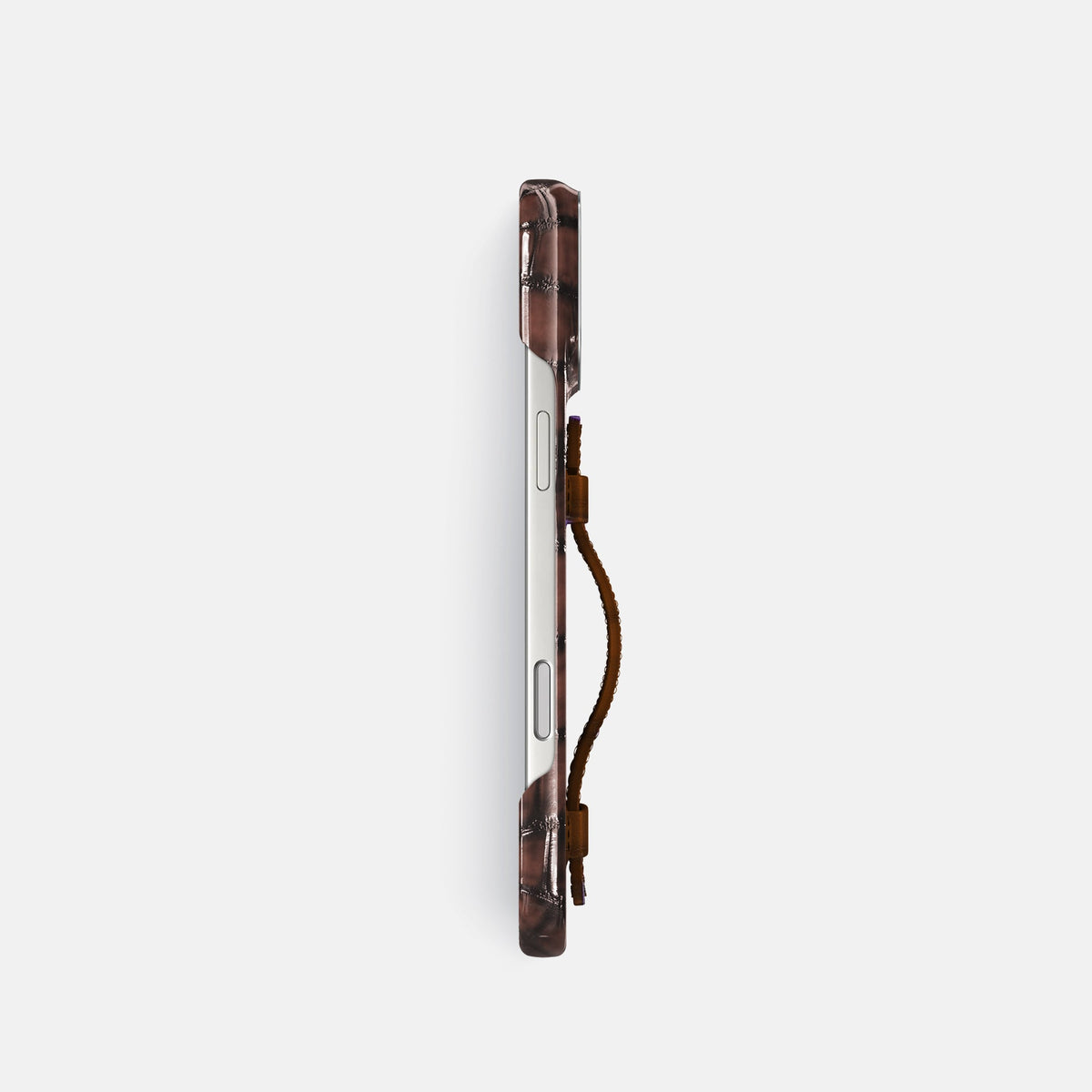 Handle Case For iPhone 18 Pro In Patina Alligator -3 | Havana-Brown-Steel