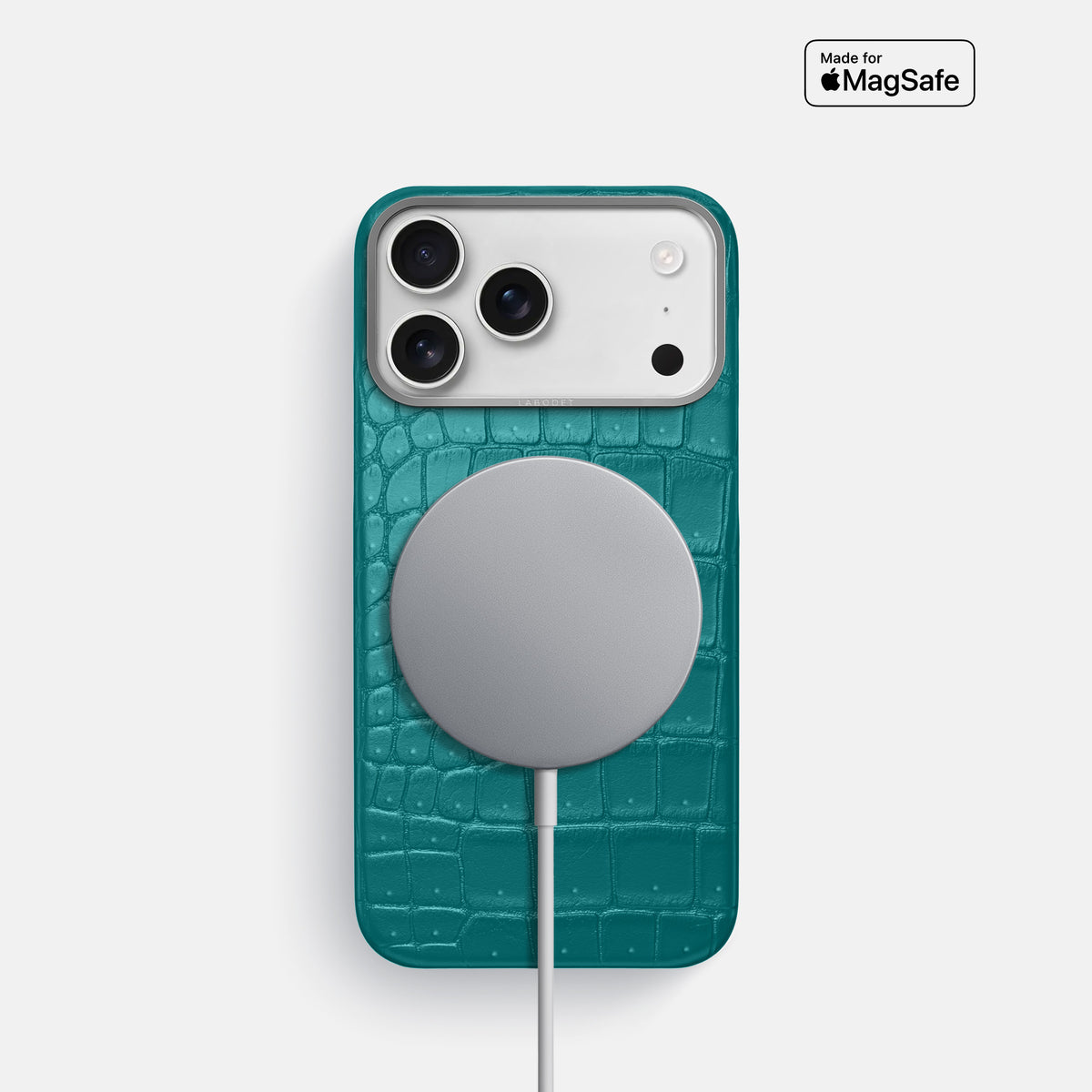 Classic Case For iPhone 17 Pro In Porosus Crocodile -5 | Celadon-Steel