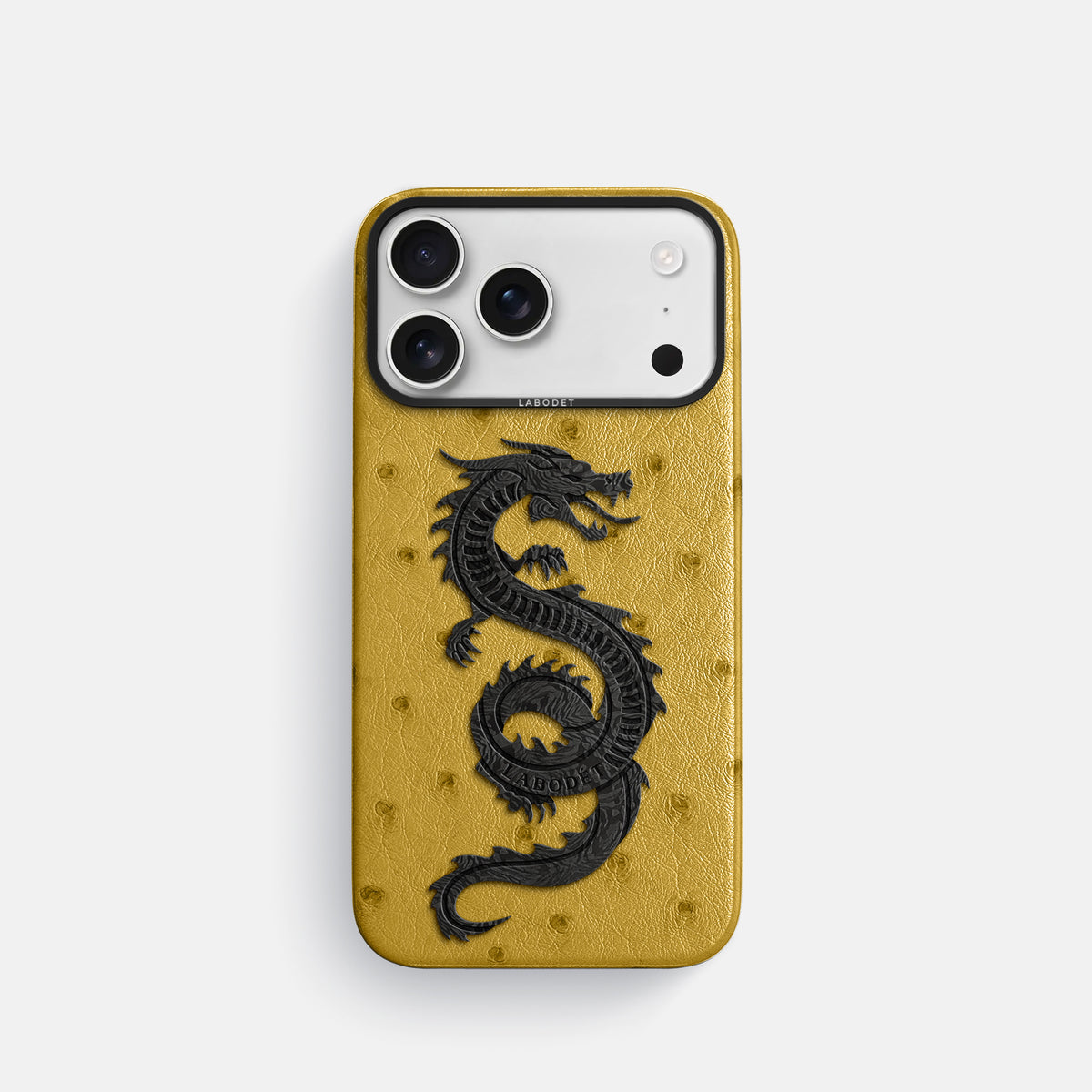 Classic Case With Carbon Dragon For iPhone 17 Pro In Ostrich -1 | Gold-Black