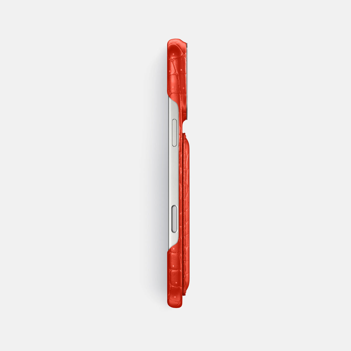 Double Card Case For iPhone 17 Pro Max In Porosus Crocodile -3 | Rust-Steel