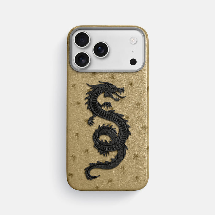 Classic Case With Carbon Dragon For iPhone 17 Pro Max In Ostrich -1 | Desert-Sand-Steel
