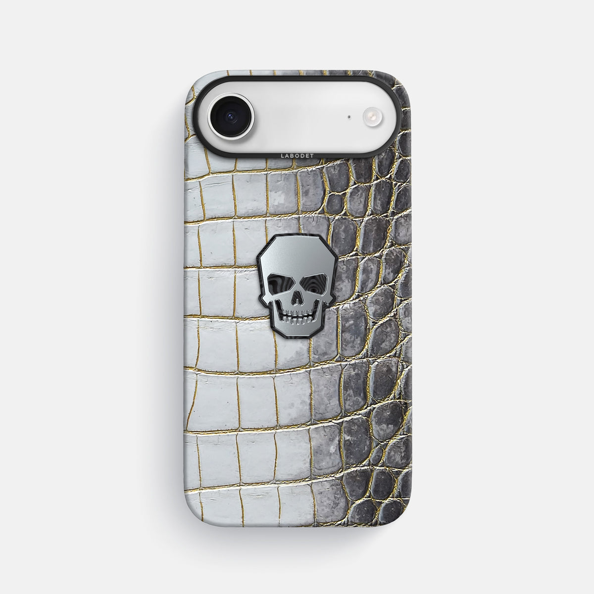 Classic Case With Titanium Skull For iPhone 17 Air In Himalayan Crocodile -1 | Gold-Black