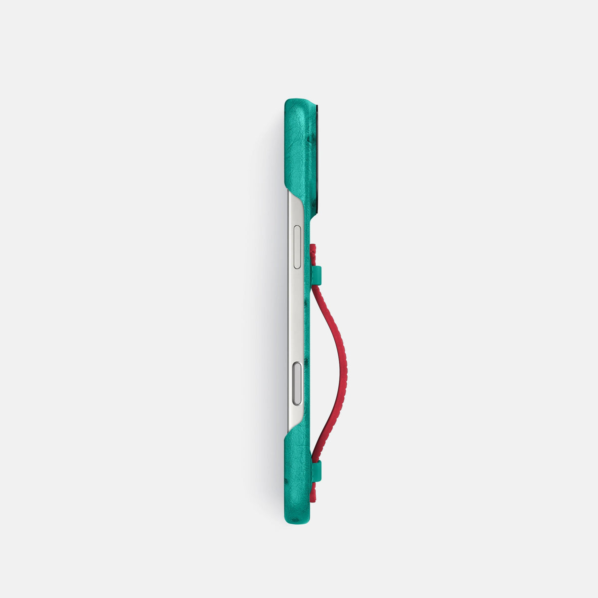 Center Handle Coloré For iPhone 18 Pro In Ostrich -2 | Turquoise-Black