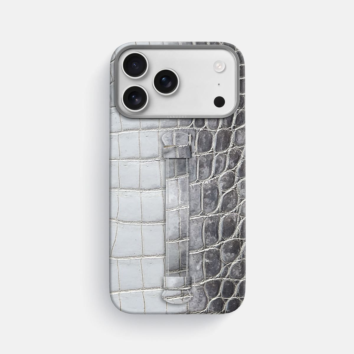 Center Handle For iPhone 17 Pro Max In Himalayan Crocodile -2 | Silver-Steel