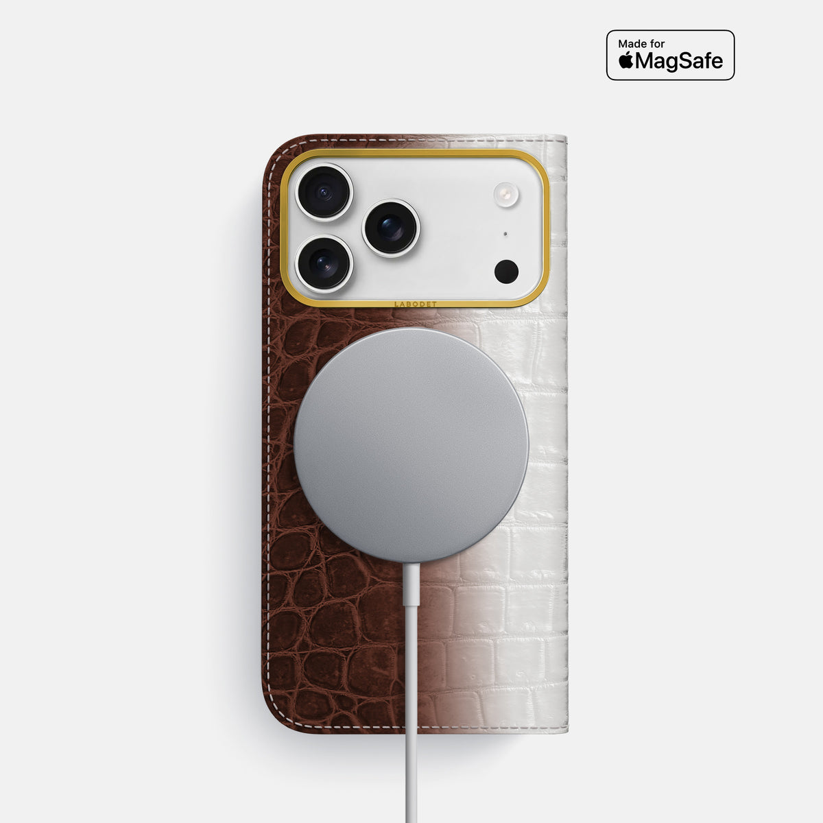 Folio Case For iPhone 17 Pro In Himalayan Crocodile -3 | Dark-Brown-Gold