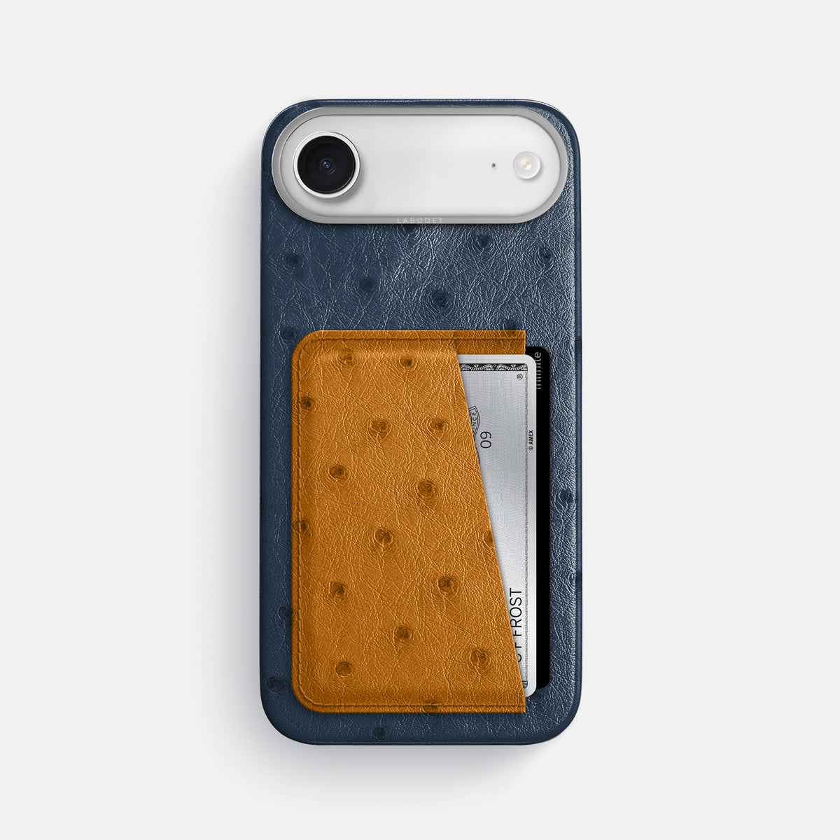 Double Card Case Coloré For iPhone 17 Air In Ostrich -1 | Navy-Blue-Steel