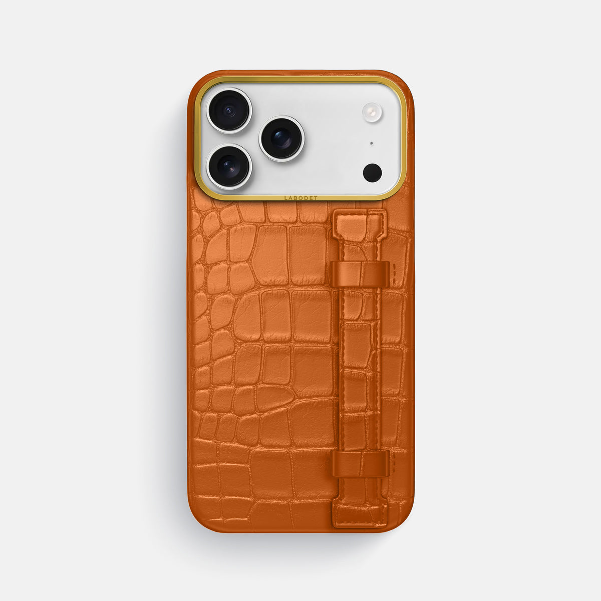 Handle Case For iPhone 17 Pro Max In Alligator -1 | Orange-Gold