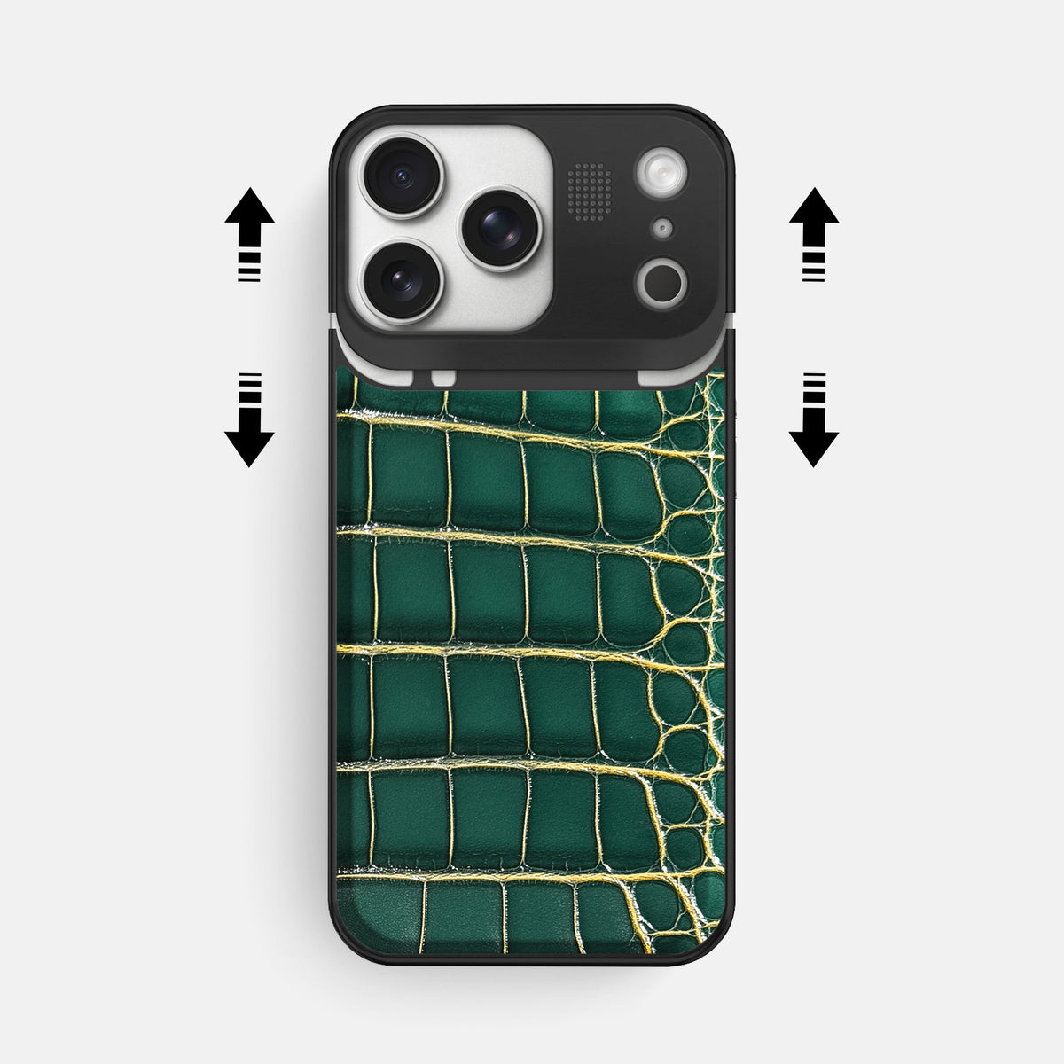 Metal Case For iPhone 17 Pro Max In Patina Alligator -2 | Cambridge-Black