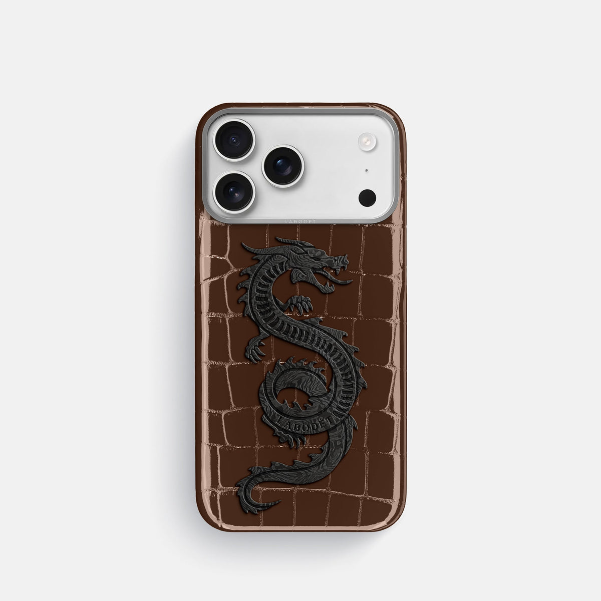 Classic Case With Carbon Dragon For iPhone 18 Pro In Shiny Alligator -1 | Brown-Steel