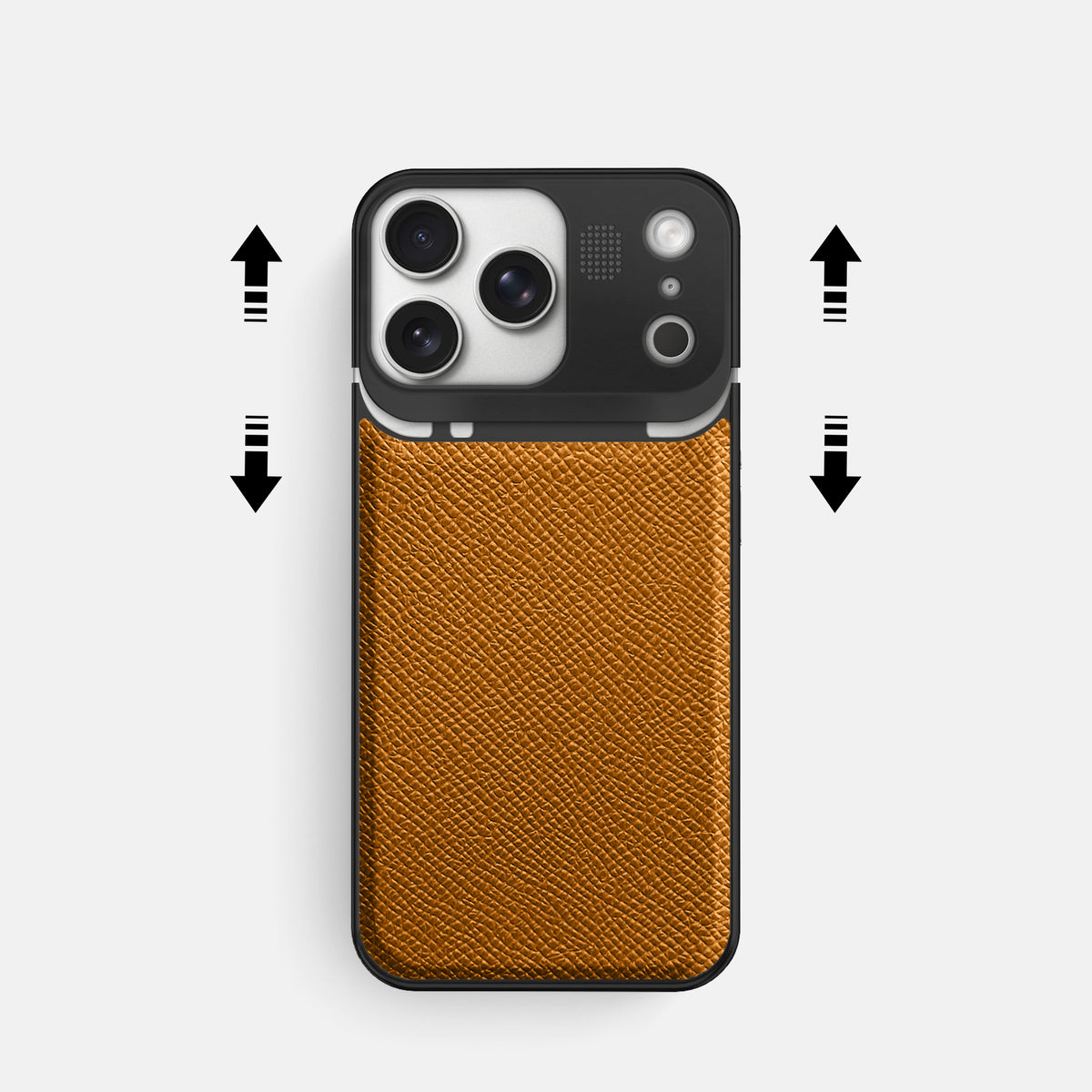 Metal Case For iPhone 17 Pro In Epsom-Style Calf -2 | Whiskey-Black