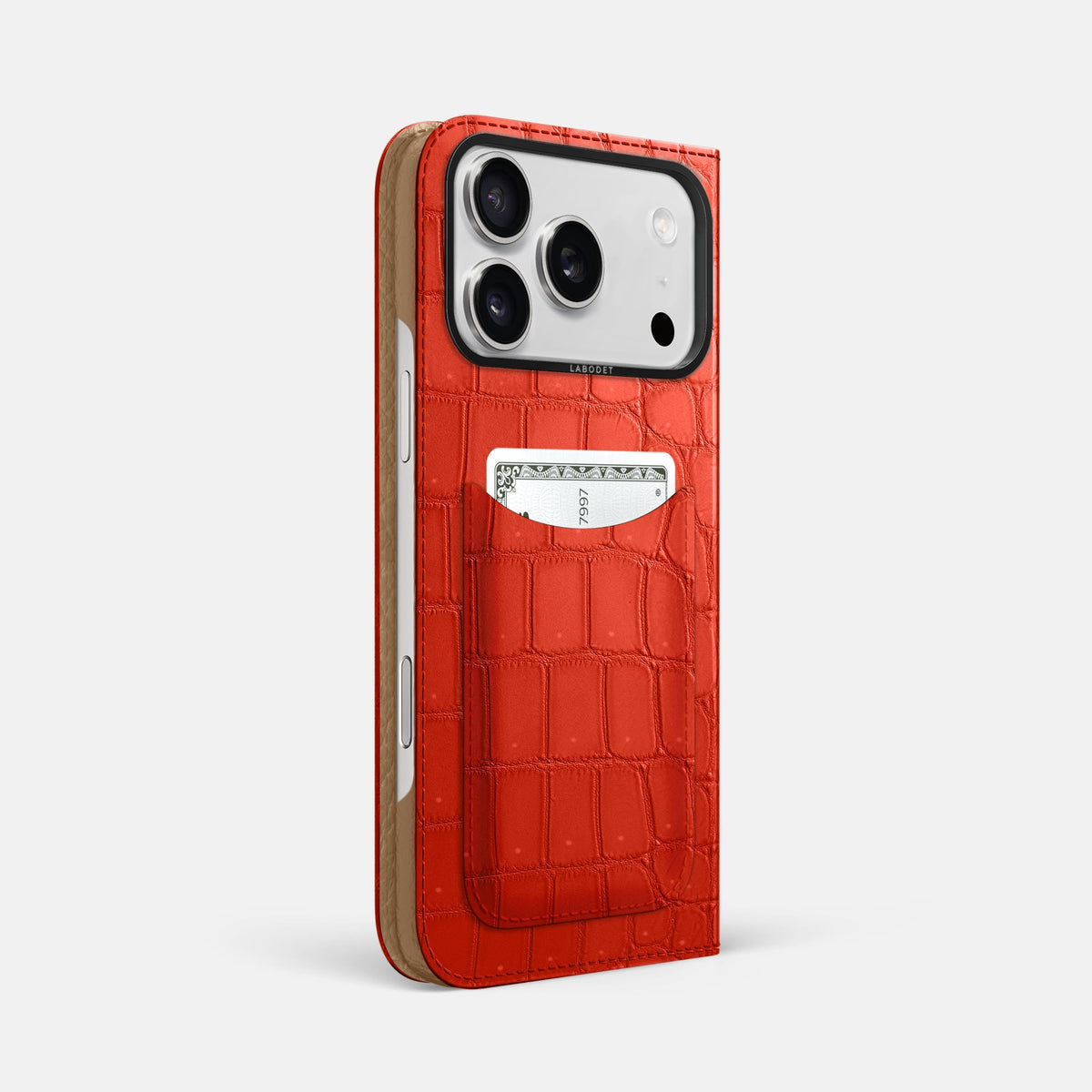 Folio Case with Card For iPhone 18 Pro Max In Porosus Crocodile -1 | Rust-Black