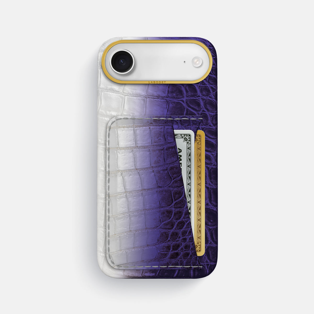 Double Card Case For iPhone 17 Air In Himalayan Crocodile -1 | Purple-Gold