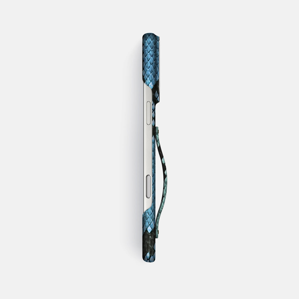 Finger Case For iPhone 17 Pro Max In Deluxe Python -3 | Pacific-Blue-Steel