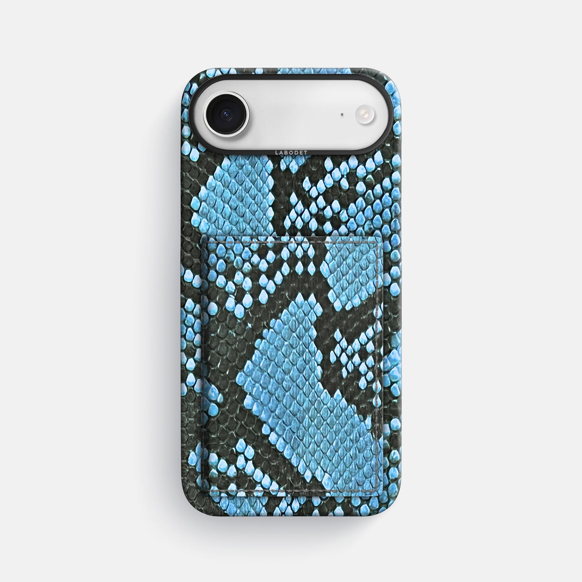 Bi-Fold Case For iPhone 17 Air In Deluxe Python -1 | Pacific-Blue-Black