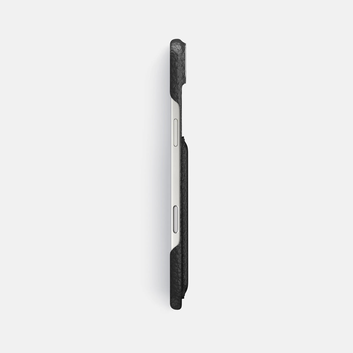 Double Card Case For iPhone 17 Air In Calf -3 | Black-Steel