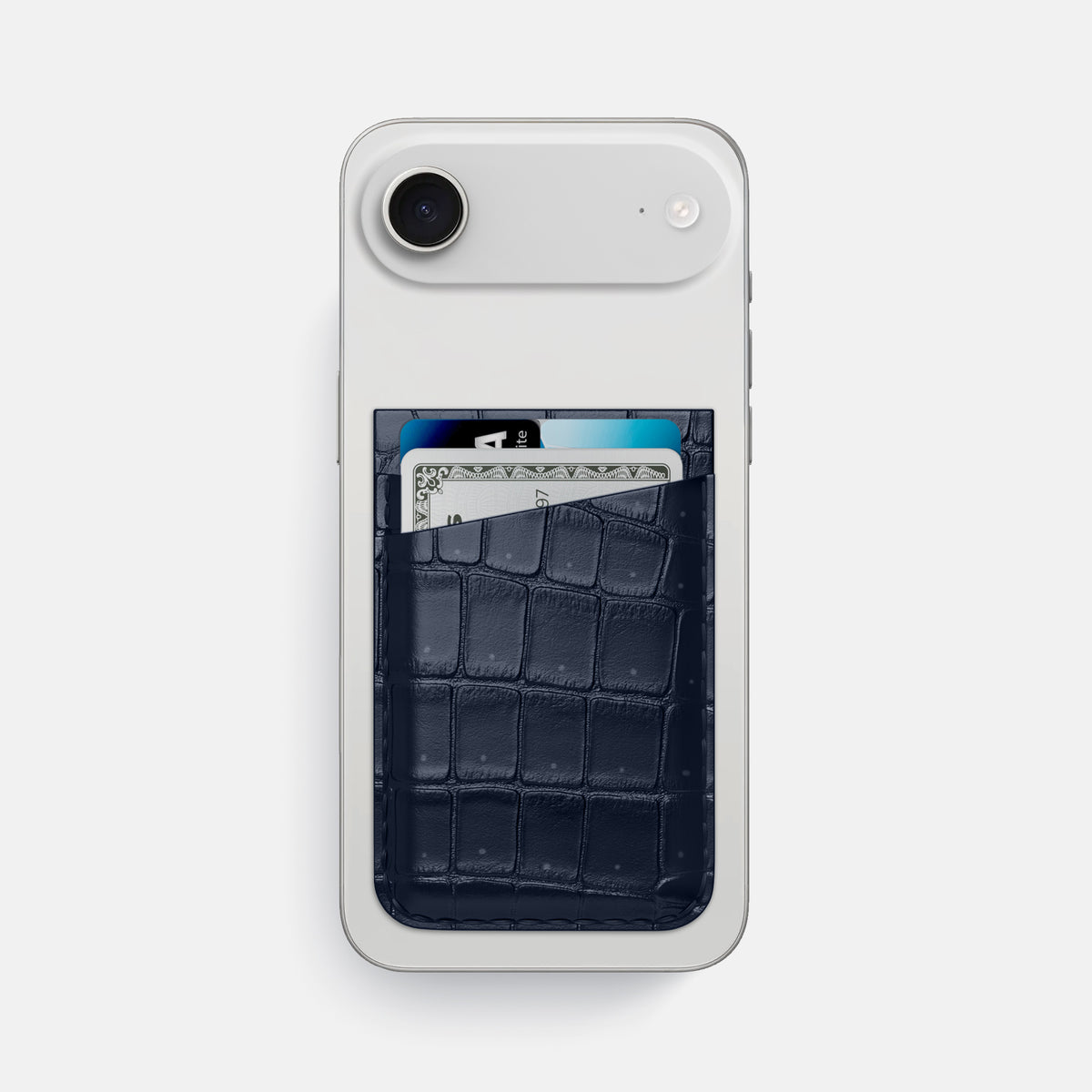 MagSafe Wallet For iPhone 17 Air In Porosus Crocodile -1 | Deep-Blue-Sea