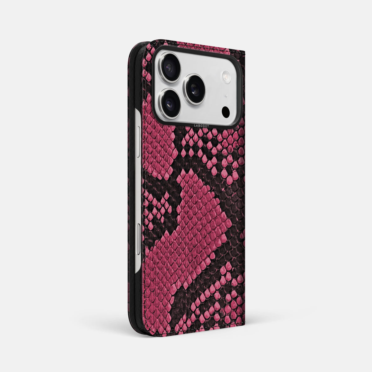 Folio Case For iPhone 18 Pro Max In Deluxe Python -1 | Burgundy-Black