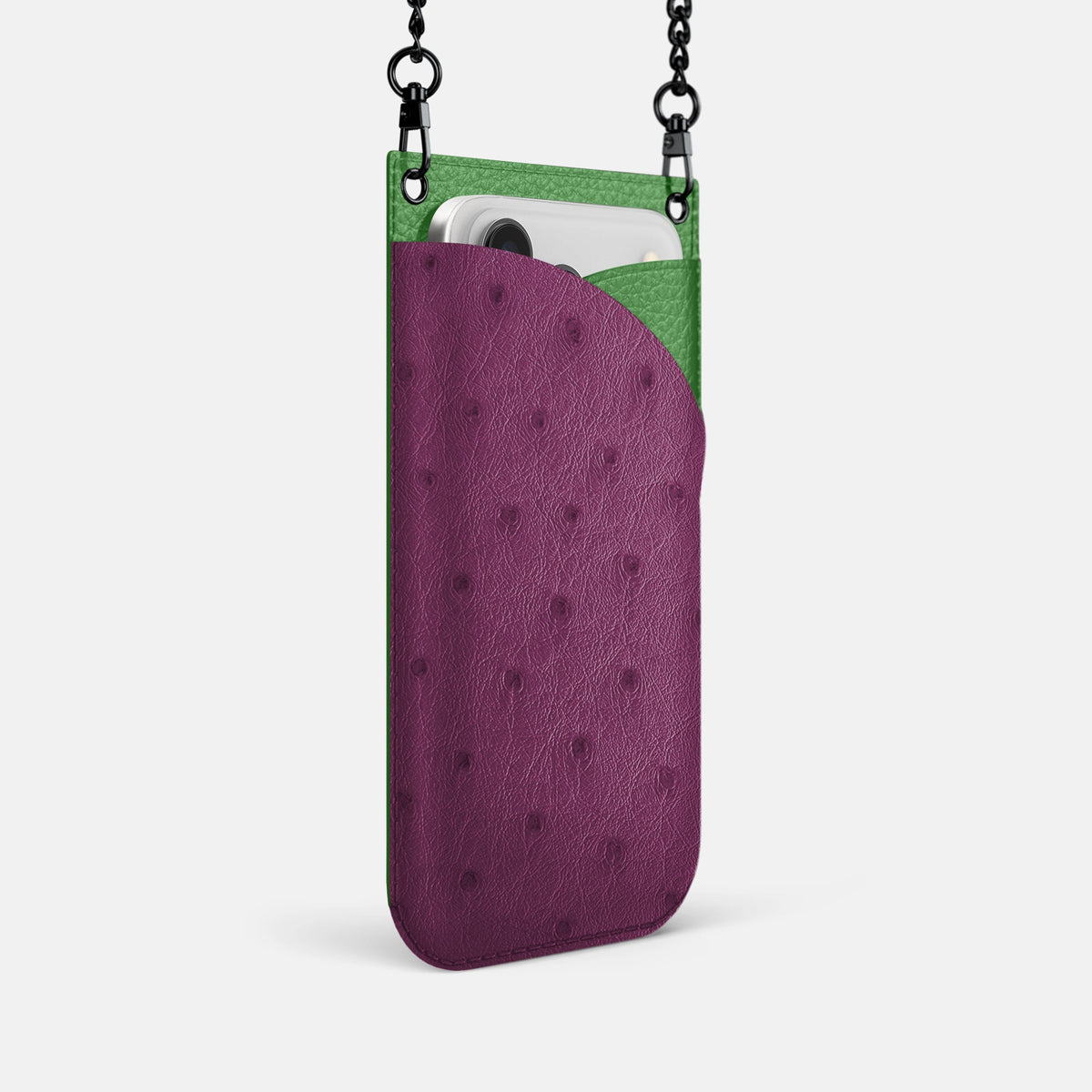 Crossbody Bag For iPhone 18 Pro In Ostrich -2 | Purple-Black