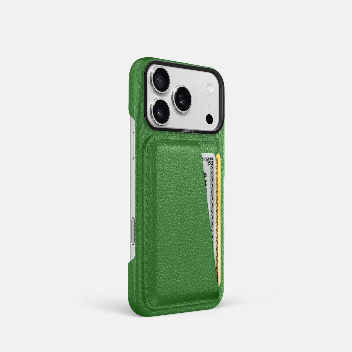 Double Card Case For iPhone 18 Pro In Calf -2 | Herb-Black