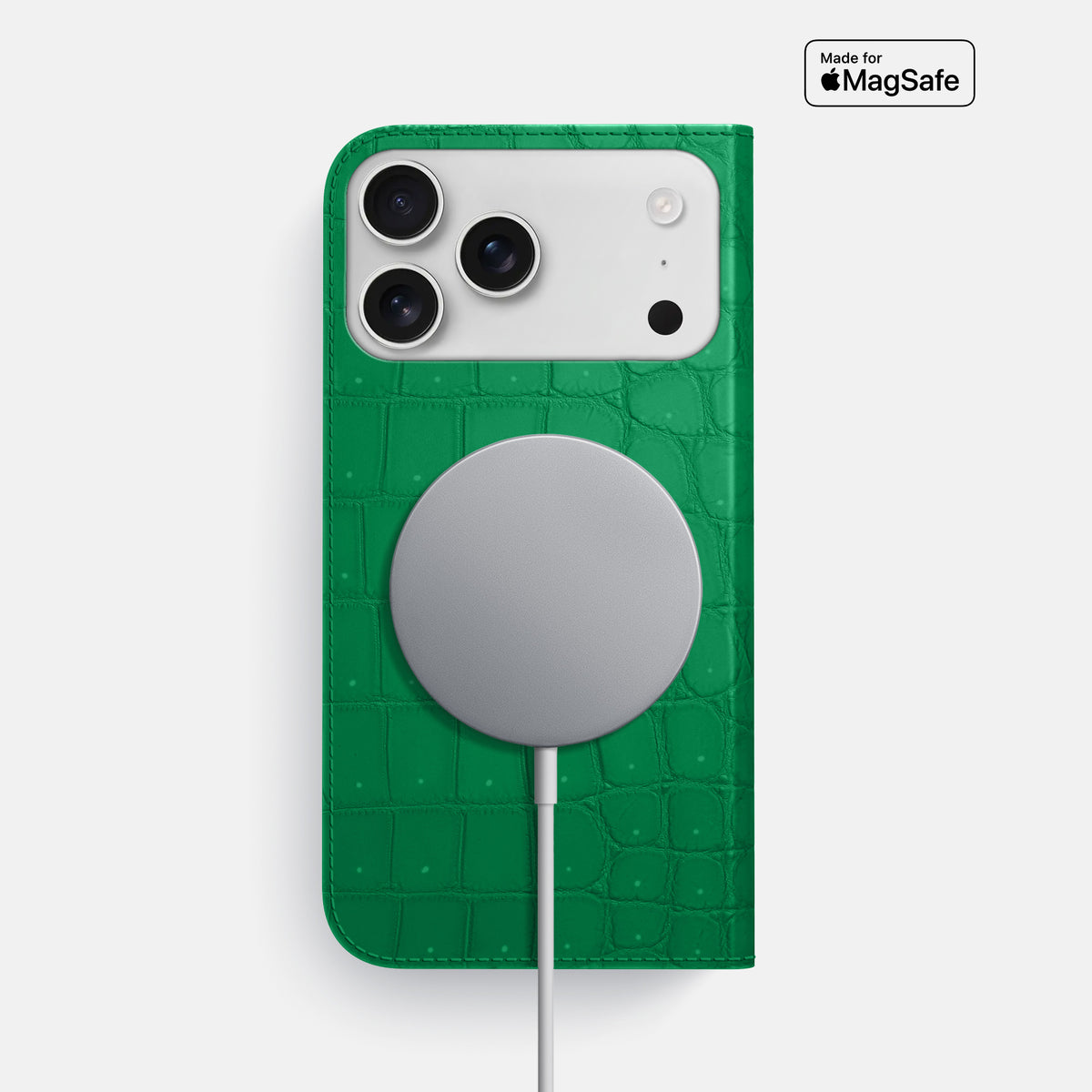 Folio Slim Case For iPhone 17 Pro Max In Porosus Crocodile -3 | Cactus-Green