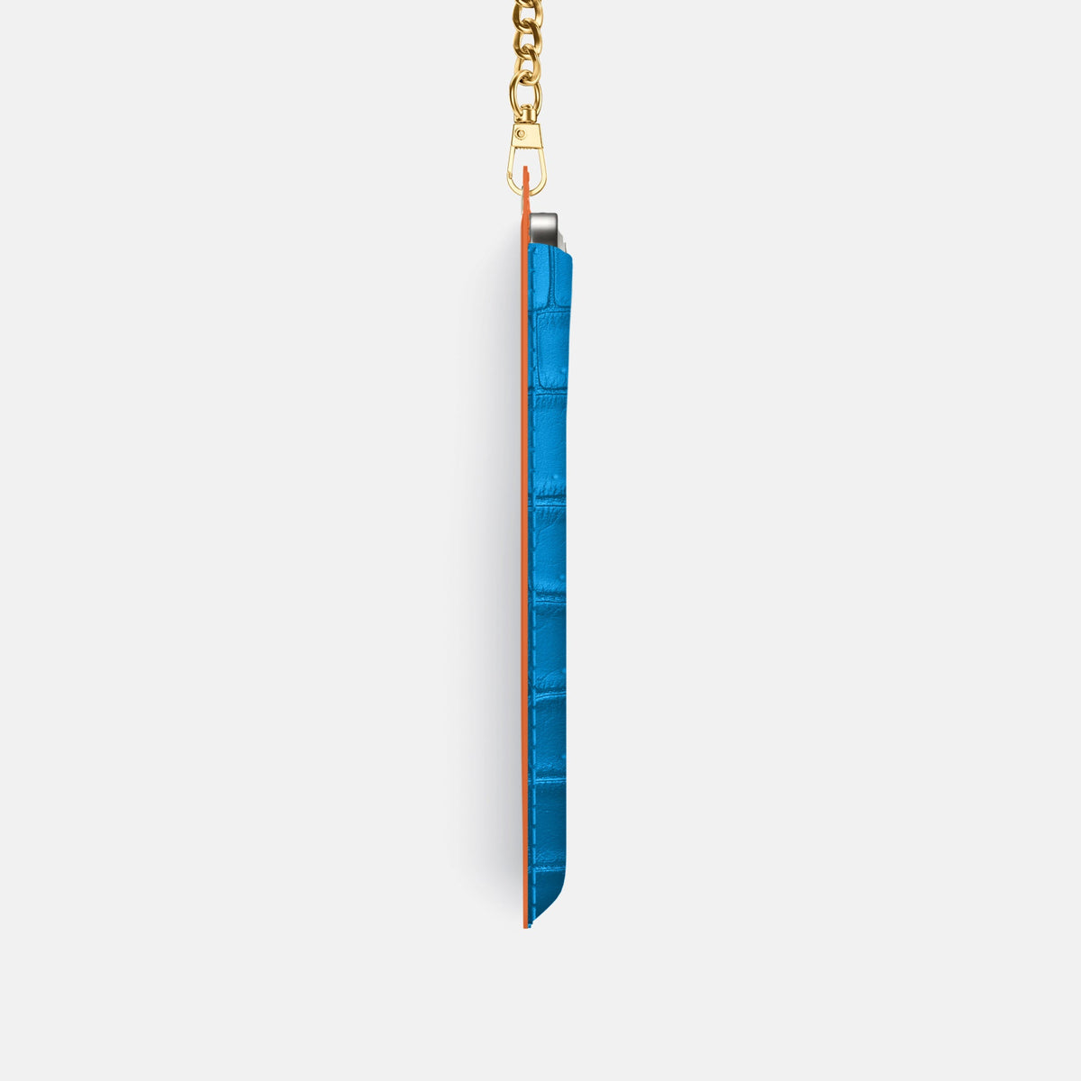 Crossbody Bag For iPhone 18 Pro In Porosus Crocodile -4 | Blue-Lagoon-Gold