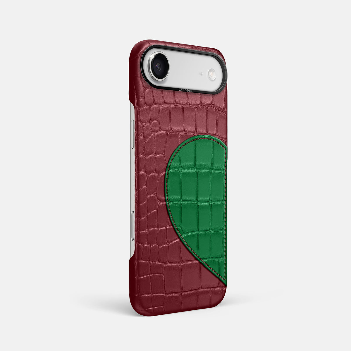 Classic Case With Half Heart - Left For iPhone 17 Air In Alligator -2 | Burgundy-Black