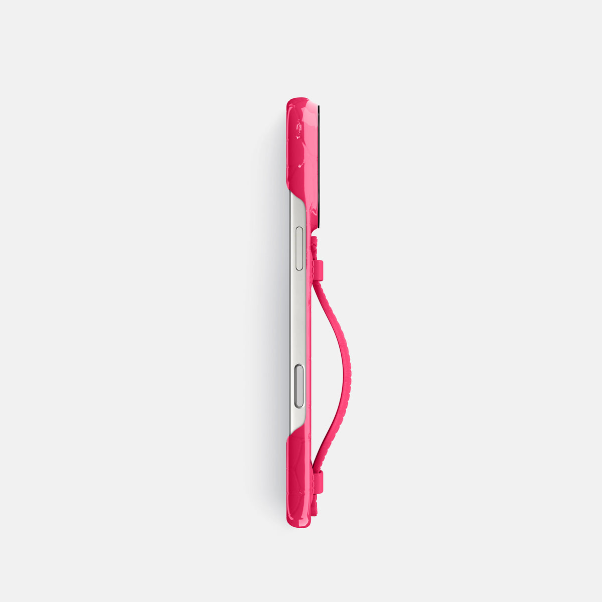 Center Handle For iPhone 17 Pro In Shiny Alligator -2 | Pink-Panther-Black