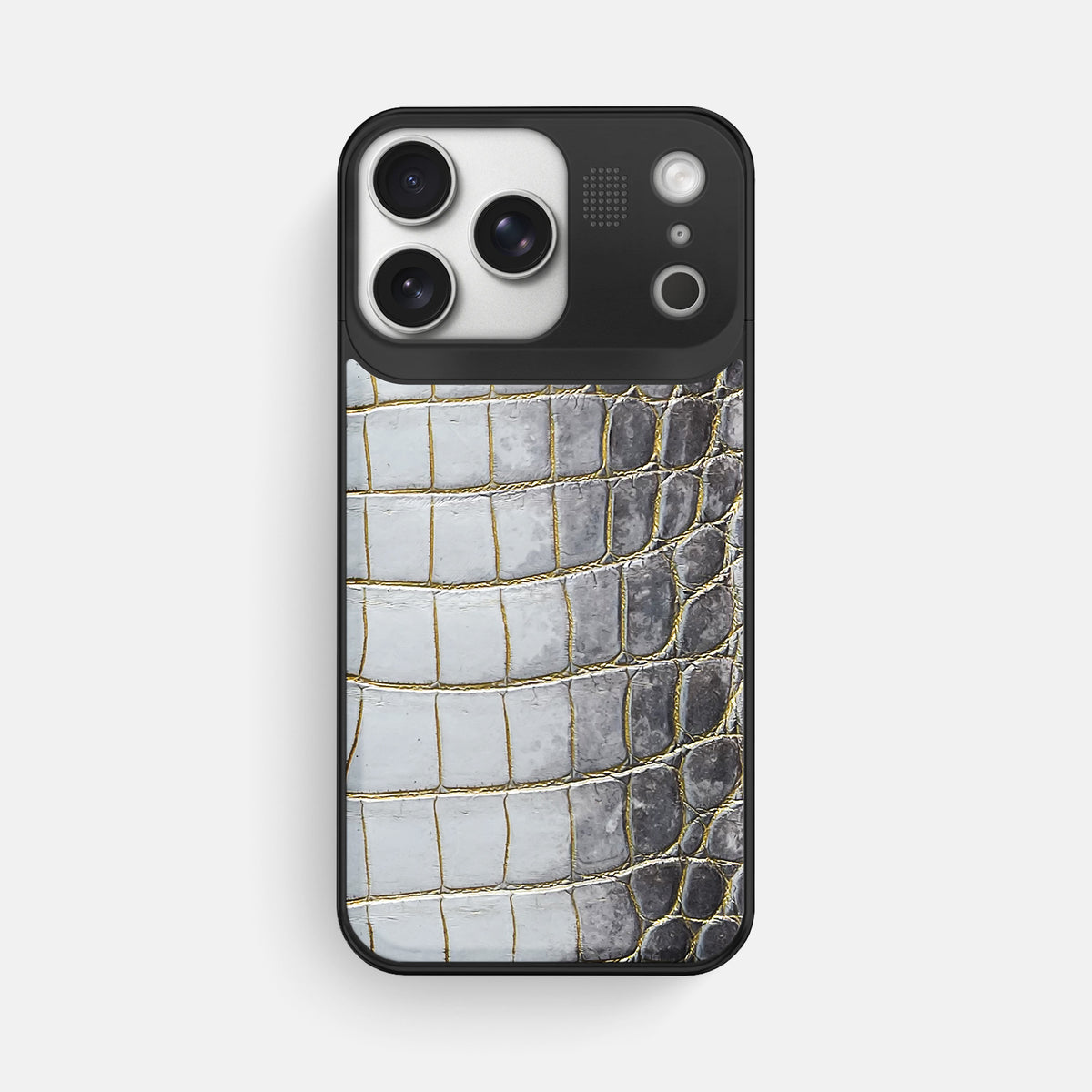 Metal Case For iPhone 17 Pro Max In Himalayan Crocodile -1 | Gold-Black