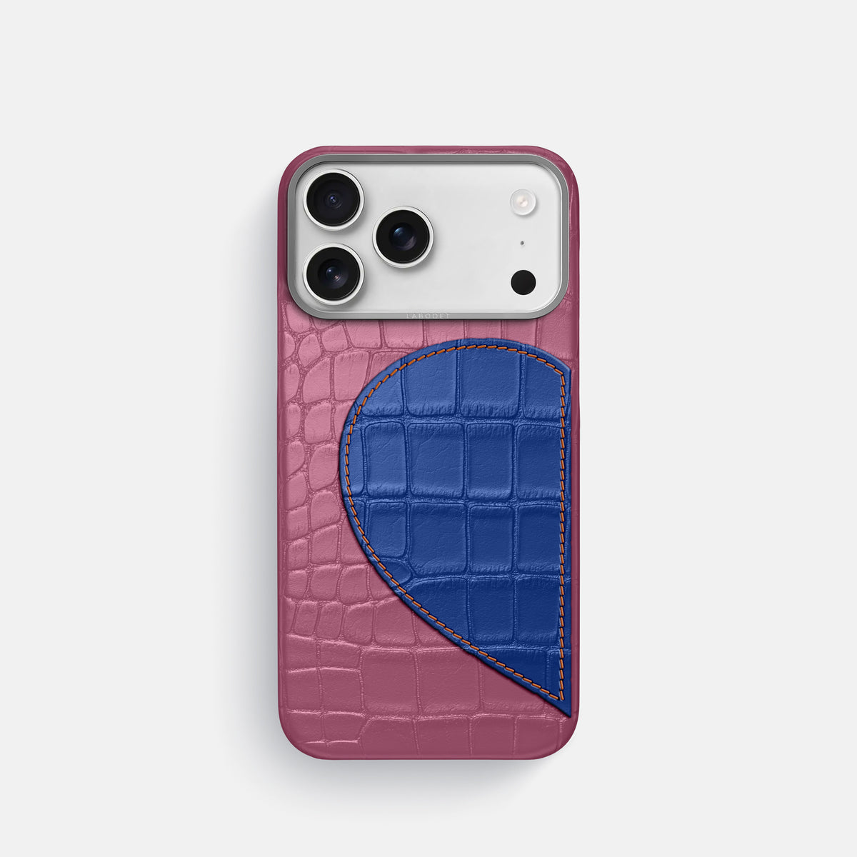 Classic Case With Half Heart - Left For iPhone 17 Pro In Alligator -1 | Pink-Lagoon-Steel