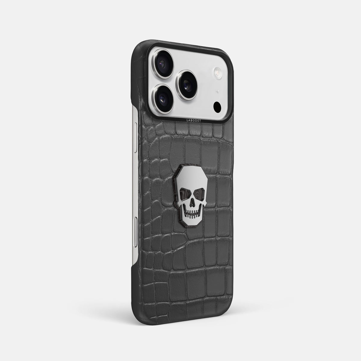 Classic Case With Titanium Skull For iPhone 18 Pro Max In Alligator -2 | Grey-Black