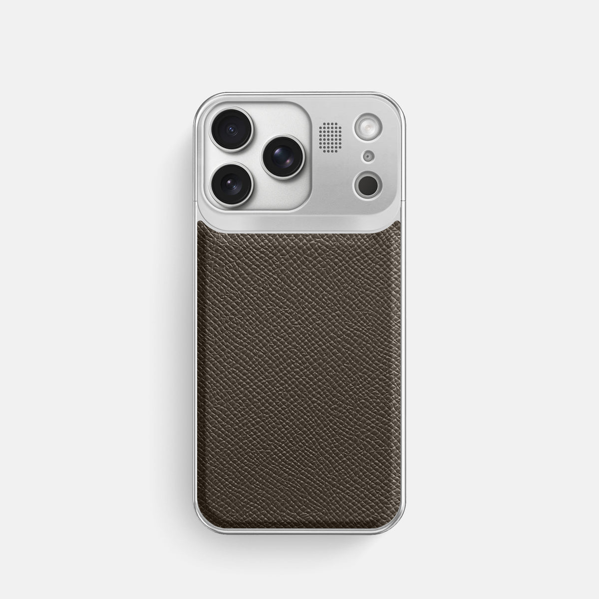 Metal Case For iPhone 17 Pro In Epsom-Style Calf -1 | Taupe-Steel