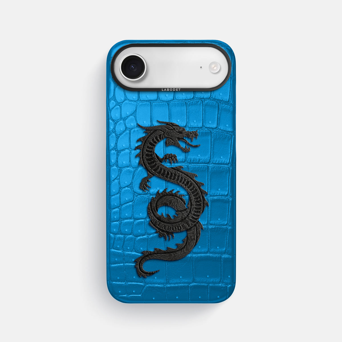 Classic Case With Carbon Dragon For iPhone 17 Air In Porosus Crocodile -1 | Blue-Lagoon-Black