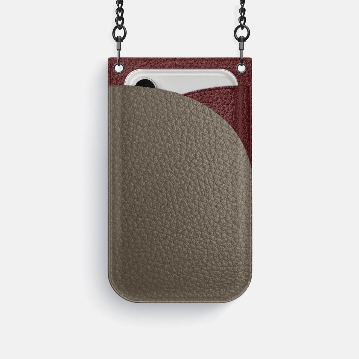 Crossbody Bag For iPhone 18 Pro In Calf -1 | Taupe-Black