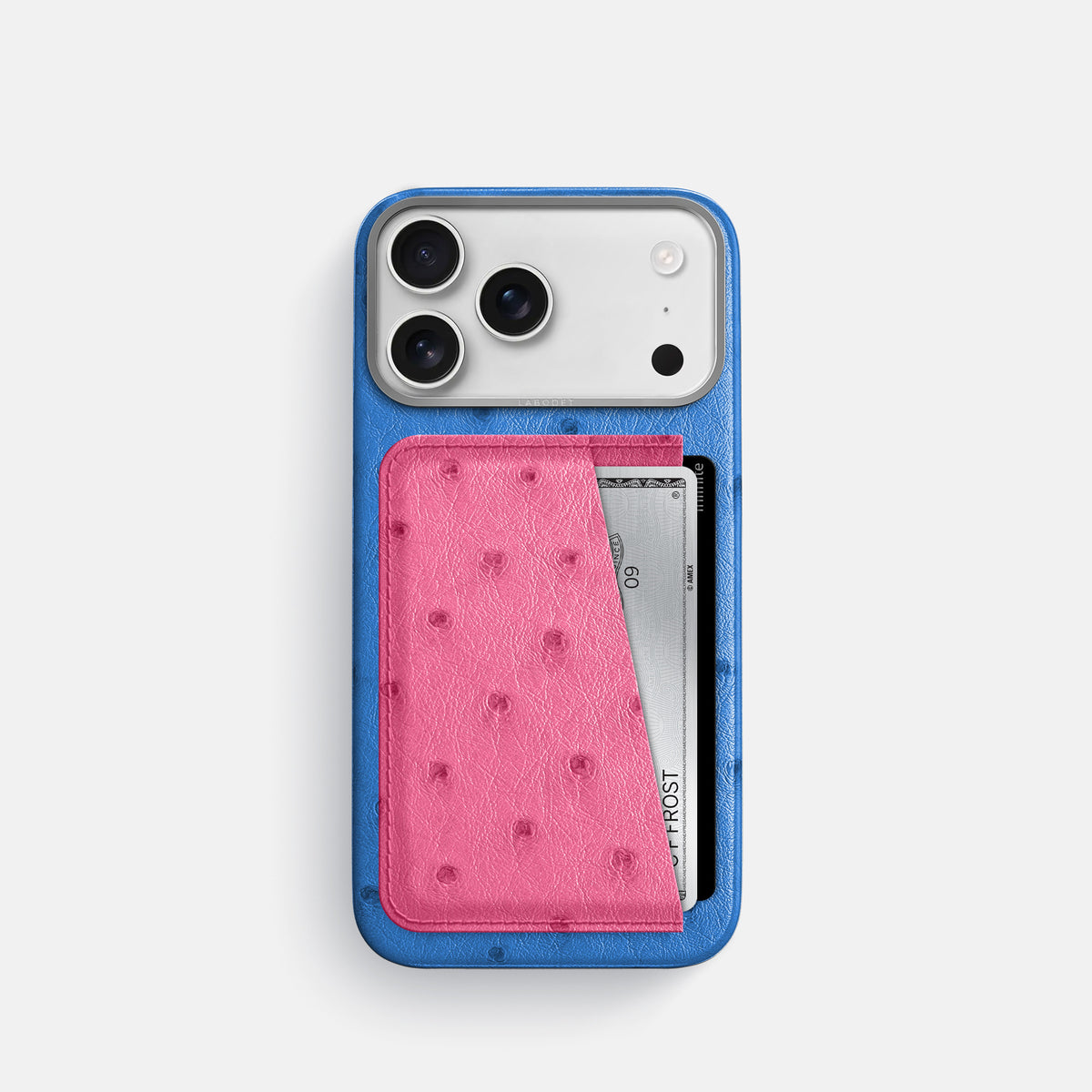 Double Card Case Coloré For iPhone 17 Pro In Ostrich -1 | Royal-Blue-Steel