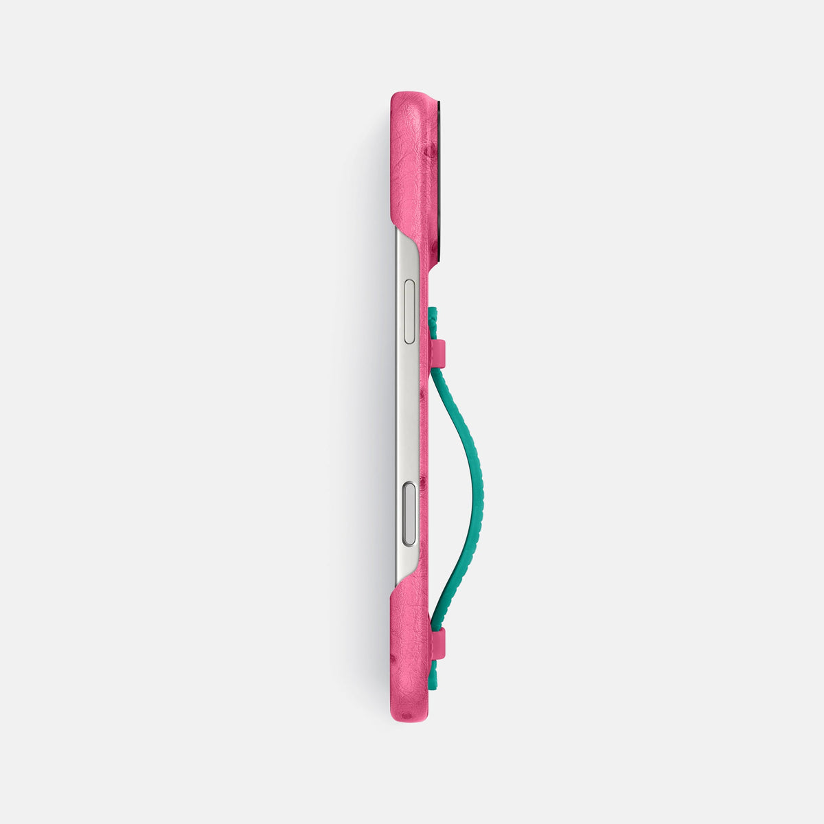 Center Handle Coloré For iPhone 18 Pro Max In Ostrich -2 | Pink-Black