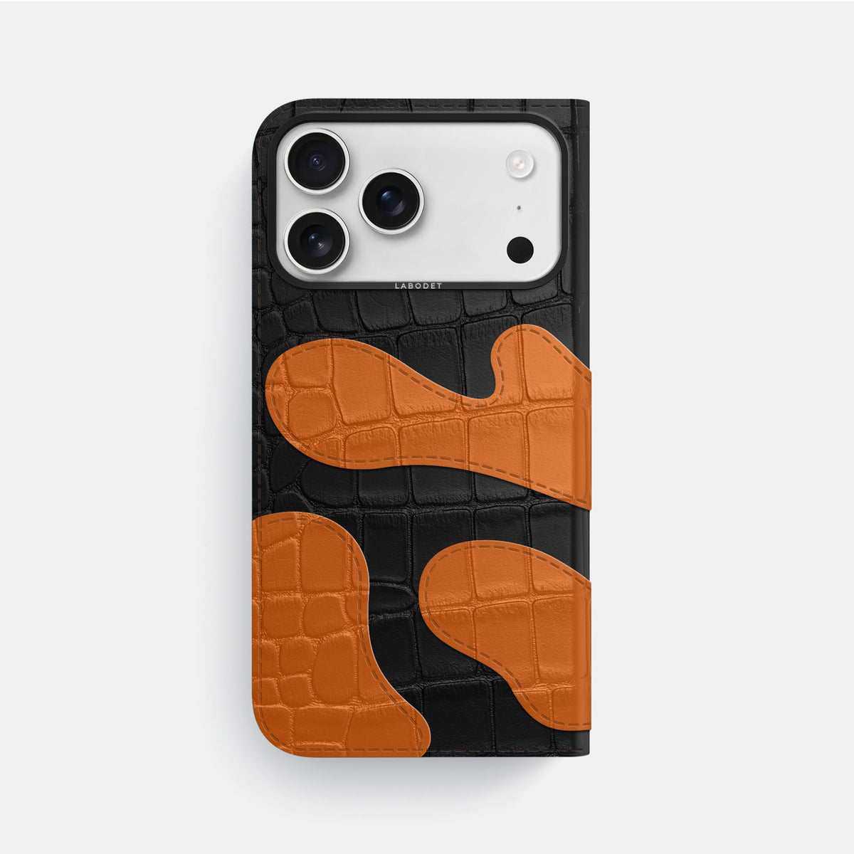 Camouflage Folio For iPhone 18 Pro Max In Alligator -3 | Black-Black