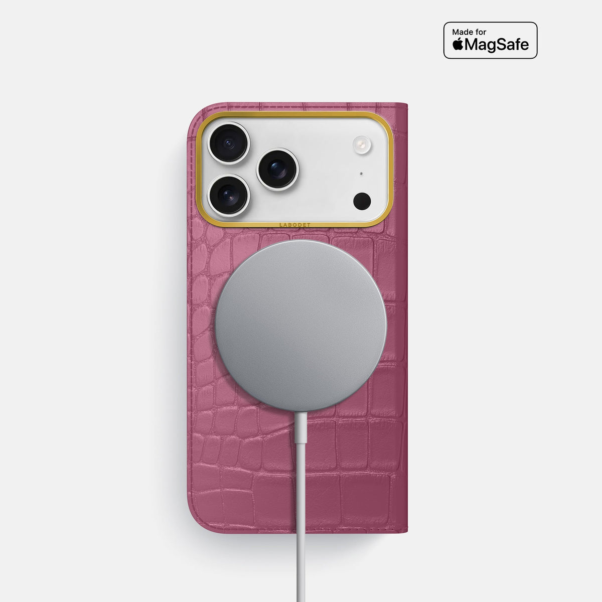 Folio Case For iPhone 18 Pro In Alligator -3 | Pink-Lagoon-Gold