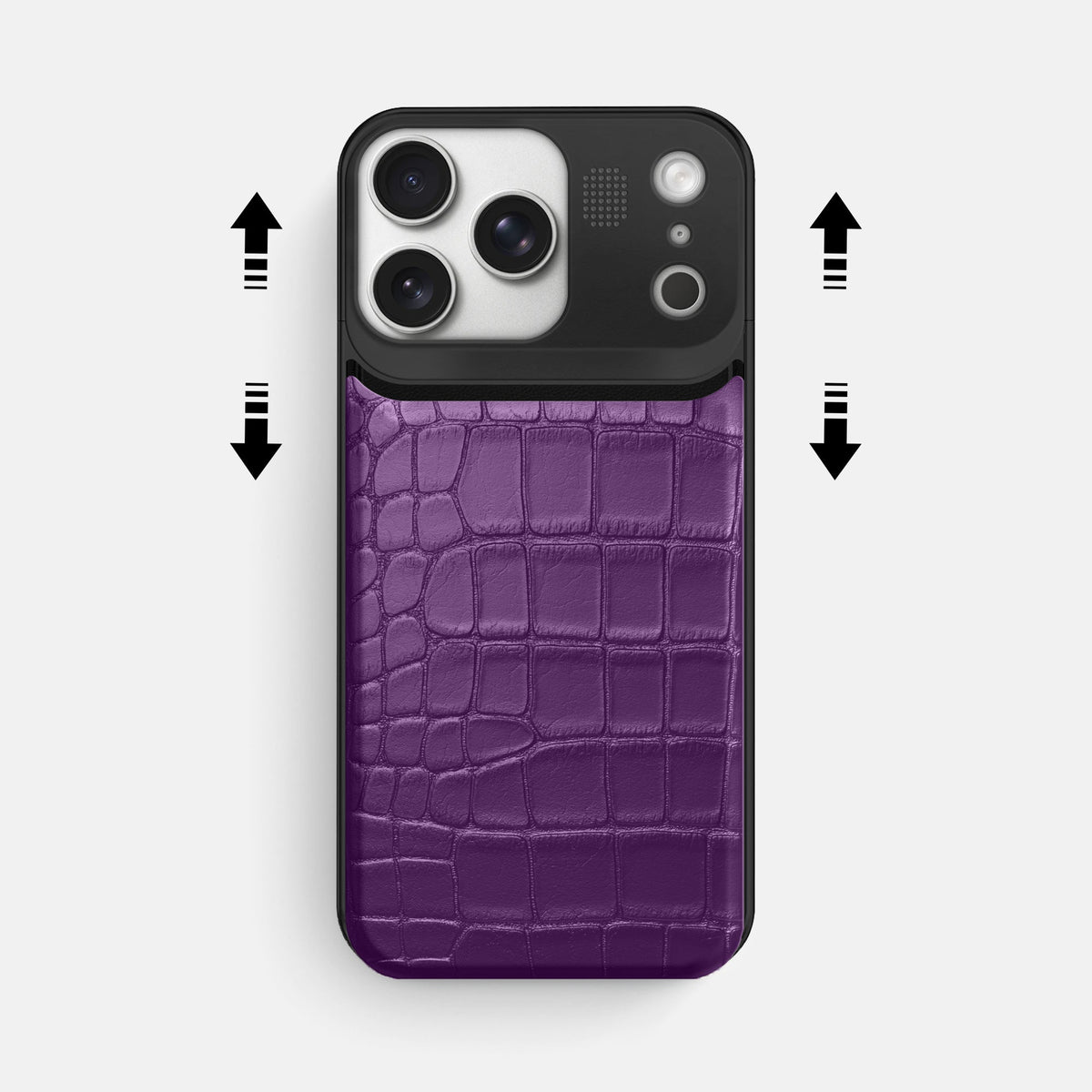 Metal Case For iPhone 18 Pro Max In Alligator -2 | Purple-Black
