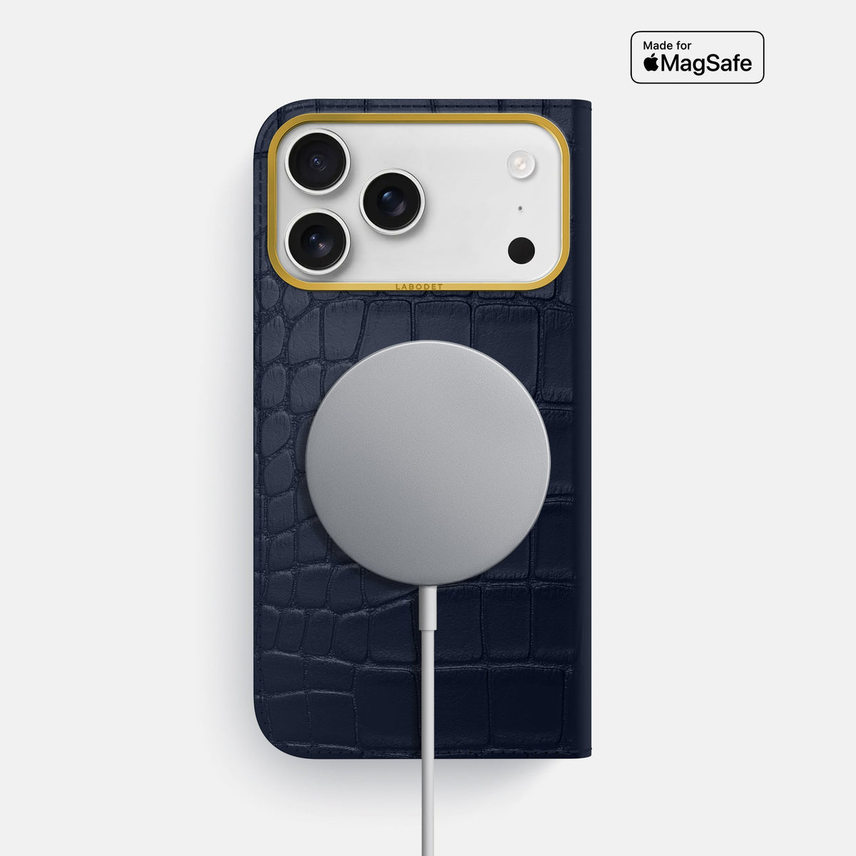 Folio Case For iPhone 18 Pro Max In Alligator -3 | Navy-Blue-Gold