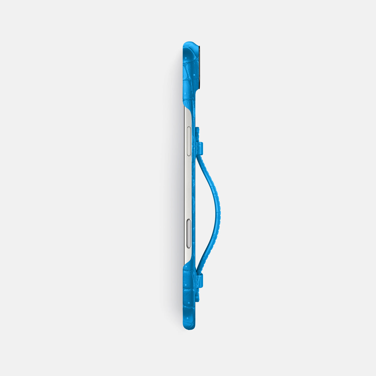 Center Handle For iPhone 17 Air In Porosus Crocodile -2 | Blue-Lagoon-Black