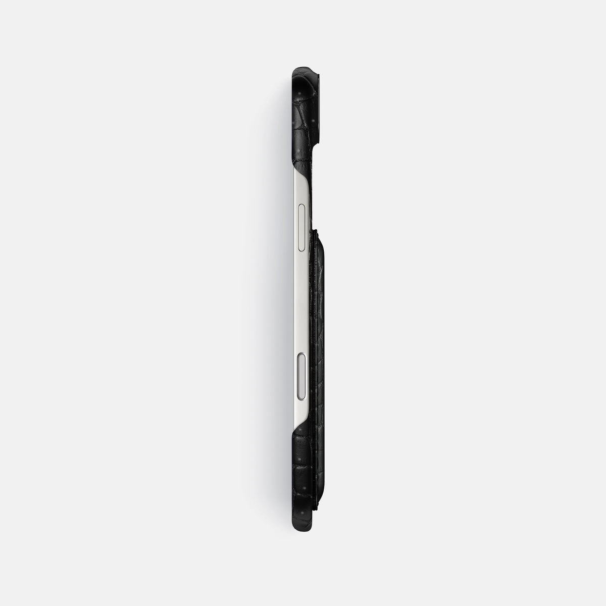 Double Card Case For iPhone 17 Air In Porosus Crocodile -3 | Black-Black