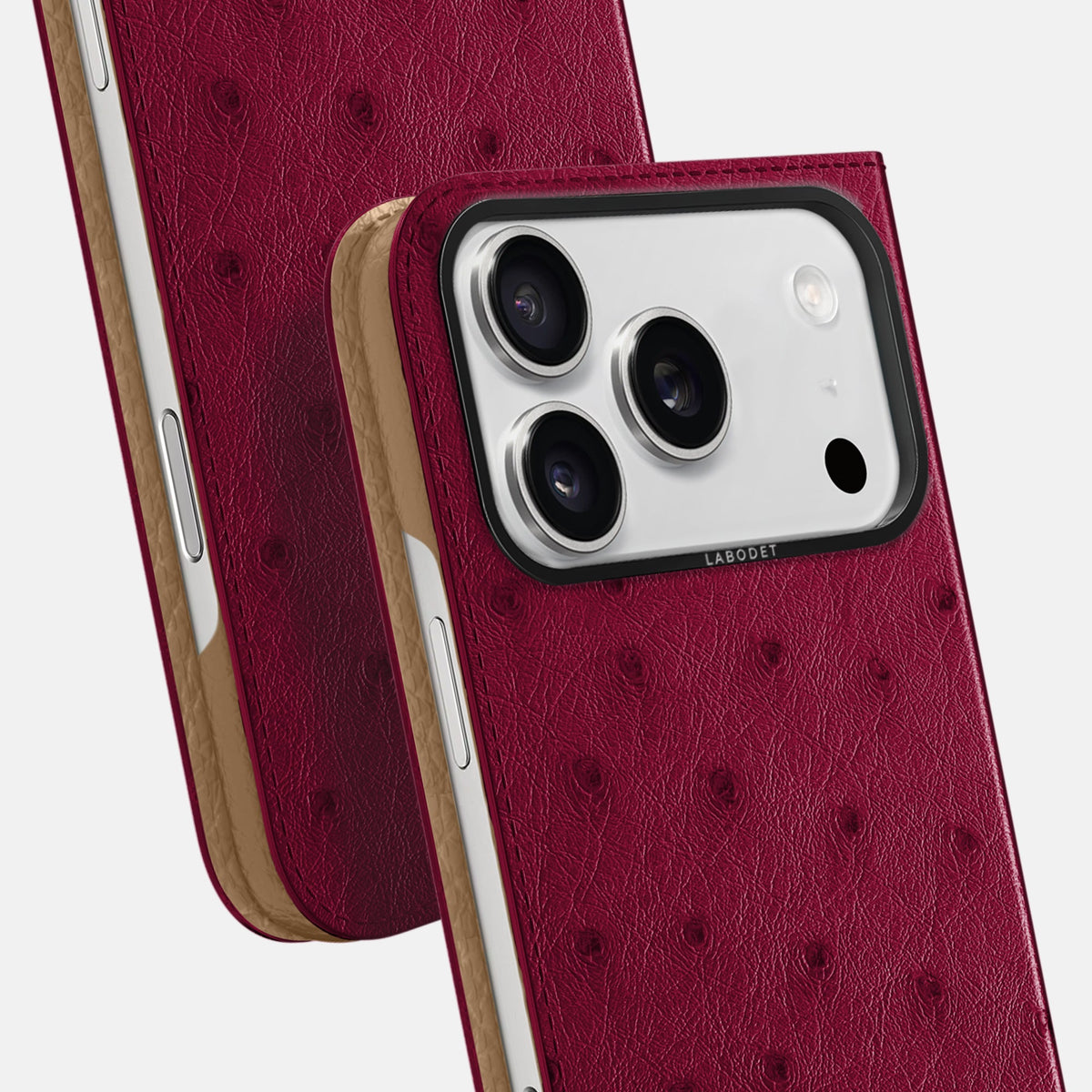 Folio Case For iPhone 18 Pro In Ostrich -5 | Bordeaux-Black