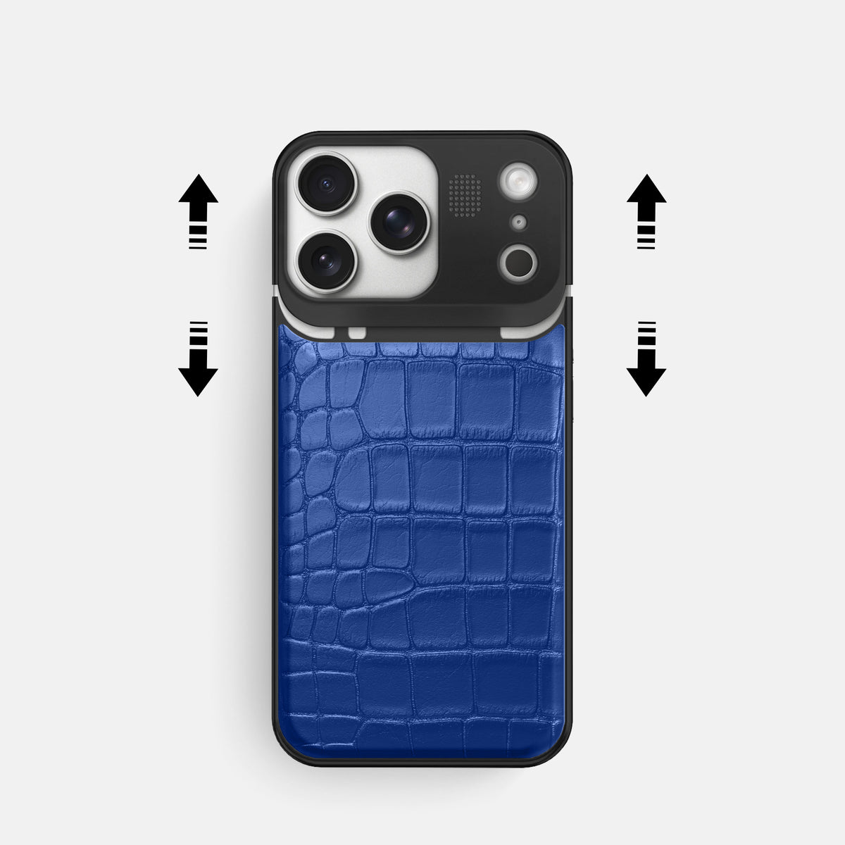 Metal Case For iPhone 17 Pro In Alligator -2 | Royal-Blue-Black