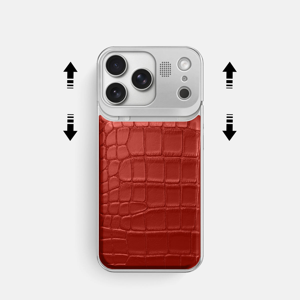 Metal Case For iPhone 17 Pro In Alligator -2 | Red-Steel