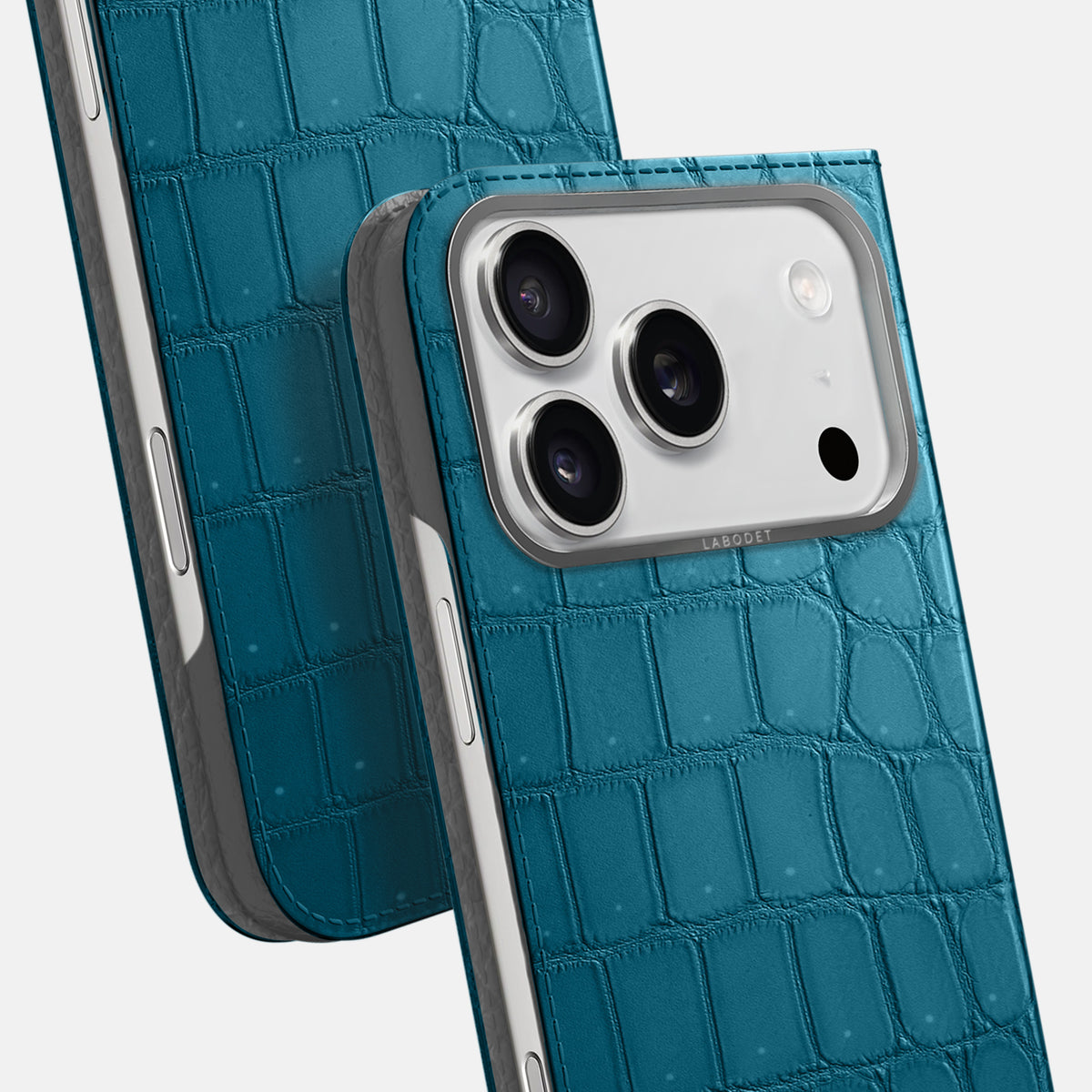 Folio Case For iPhone 17 Pro Max In Porosus Crocodile -5 | Turquoise-Steel